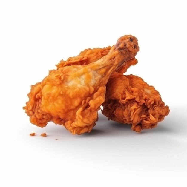 A pair of fried chicken wings on a white background.