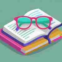 Photo a pair of glasses resting on an open book