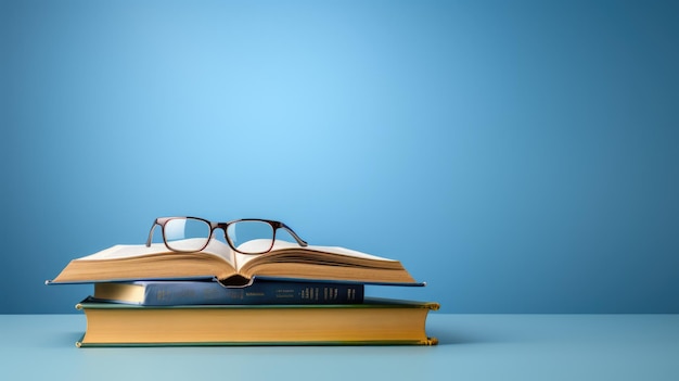 A pair of glasses resting on top of an open book
