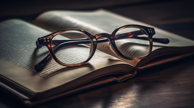 A pair of glasses sit on a book.