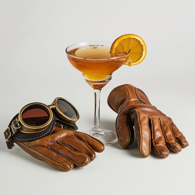 Pair of Gloves and Glass of Alcohol