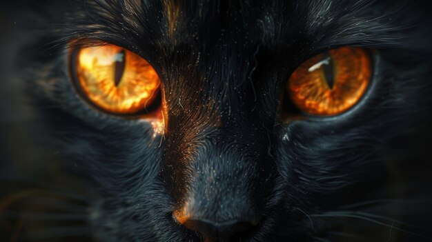 A pair of glowing eyes peering out from the depths of a murky shadow their elusive owner remaining