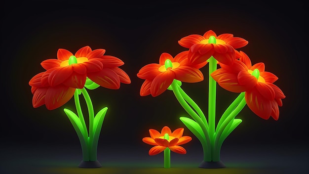 A pair of glowing flowers in a vase generated AI