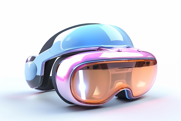 A pair of goggles with a purple lens and a pink lens.