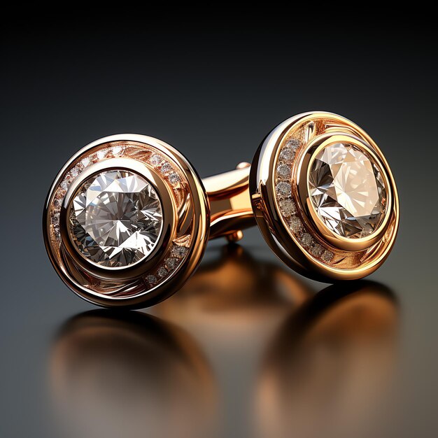 Photo a pair of gold cuff links with diamonds
