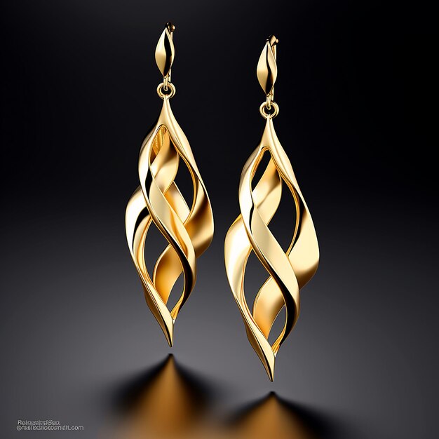 a pair of gold earrings with the number 2 on them.