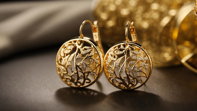 pair of gold earrings