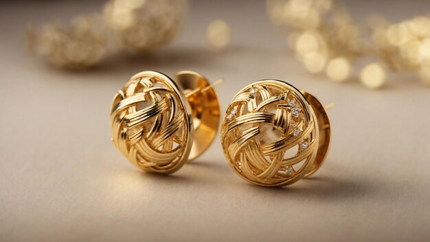 Photo pair of gold earrings