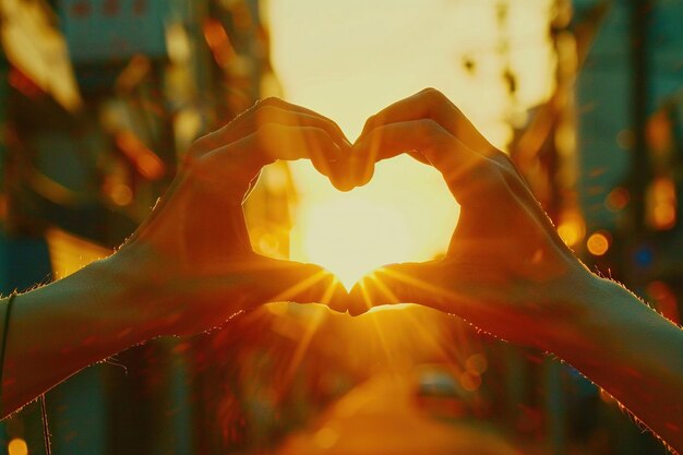 A pair of hands forming a heart shape in the sun