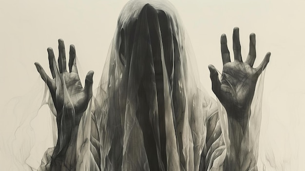 Photo a pair of hands reaches upwards yearning to pull aside the veil and see what lies hidden from mortal