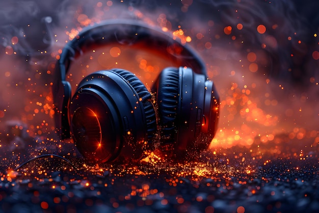 Pair of Headphones on Dark Background