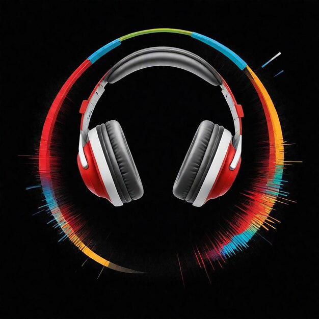 a pair of headphones with a colorful design on the bottom
