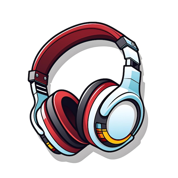 Photo a pair of headphones with a red and blue band.