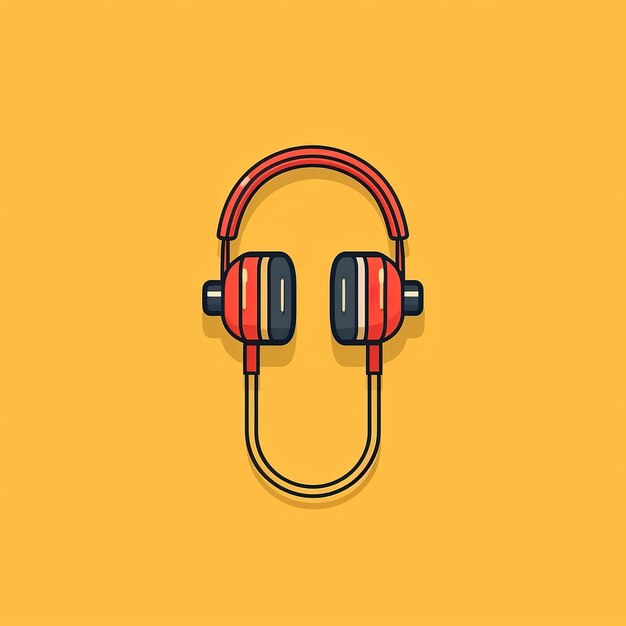 Photo a pair of headphones on a yellow background generative ai image