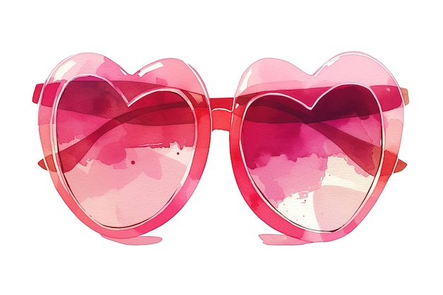 a pair of heart shaped glasses with a pink heart on the front