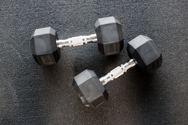 Pair of heavy metal dumbbells