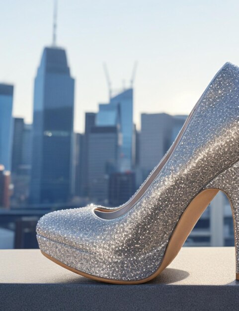 Photo a pair of high heels with a glittery finish perfect for adding a touch of glamour