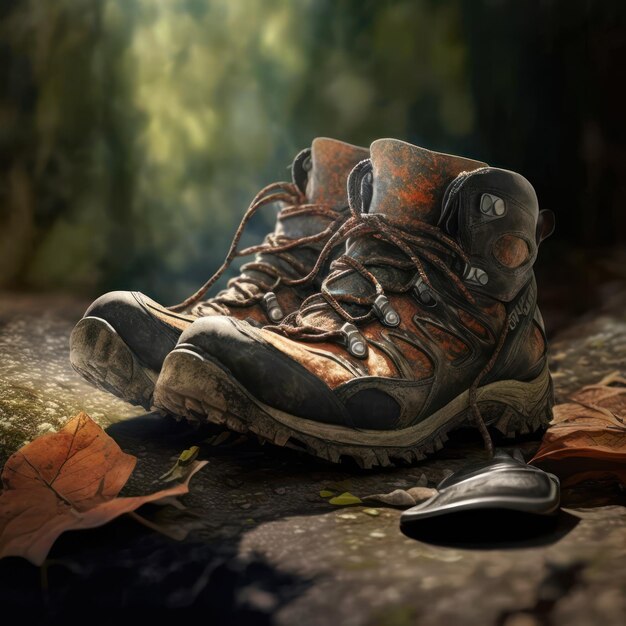 Photo a pair of hiking boots with the word 