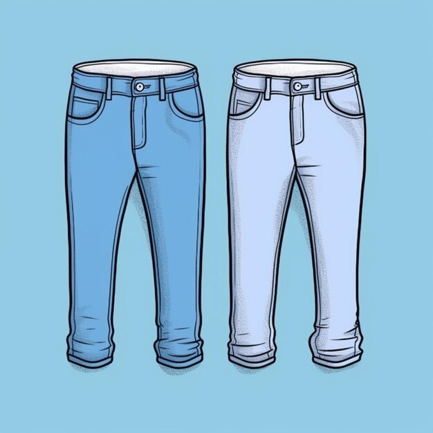 Photo a pair of jeans with a zipper on the back and a side view generative ai