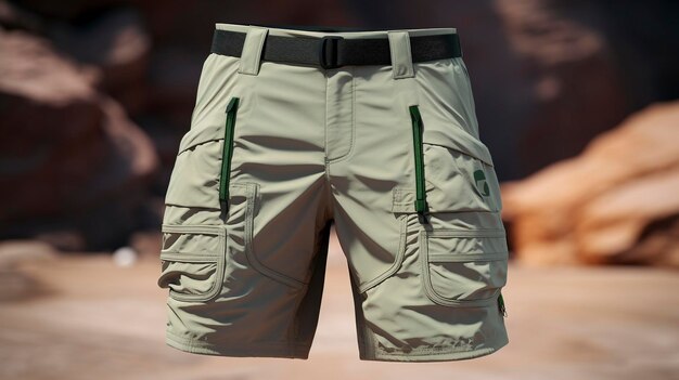 Photo a pair of khaki shorts with a black belt