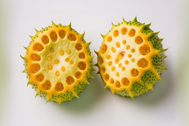 A pair of kiwano melons