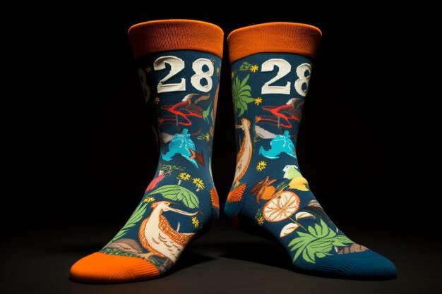 Photo a pair of leap yearthemed socks with 29s on them