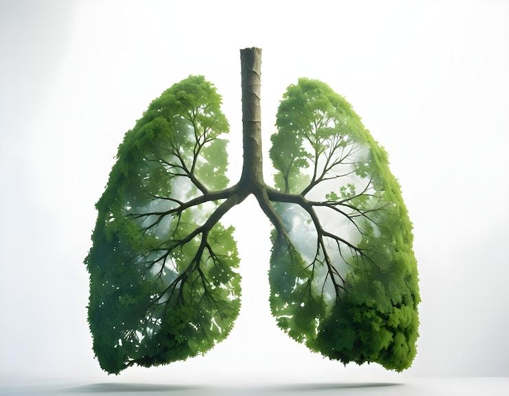 Photo a pair of lungs made of trees and foliage representing the importance of clean air and environmenta