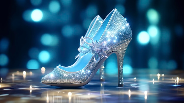 Premium AI Image | A pair of magical crystal high heel shoes