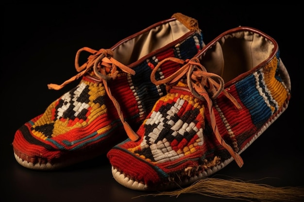 A pair of native american shoes with the word native on the front.