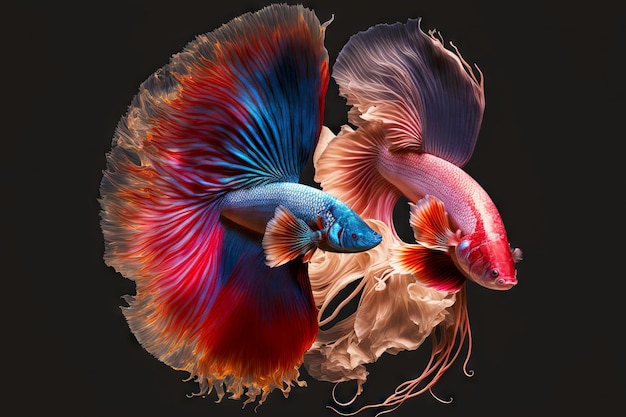 Фото Пара бойцовых рыбок в виде бетта-рыб экзотического цвета