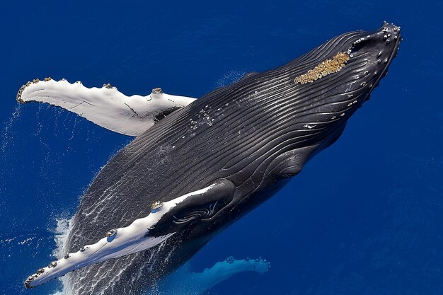 写真 壮大なハムバッククジラのペアが水面を破る