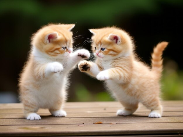 사진 유쾌 한 새끼 고양이 한  ⁇  이 우호적 인 레슬링 경기 를 벌이고 있다