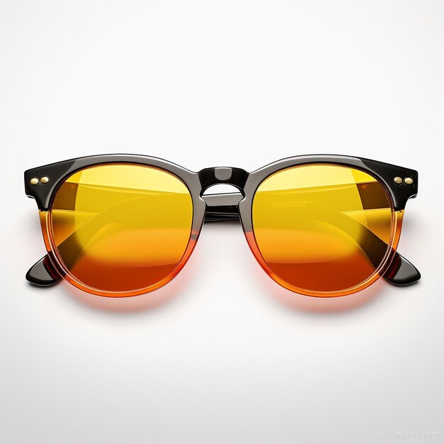 a pair of orange sunglasses with a black band and a black band.