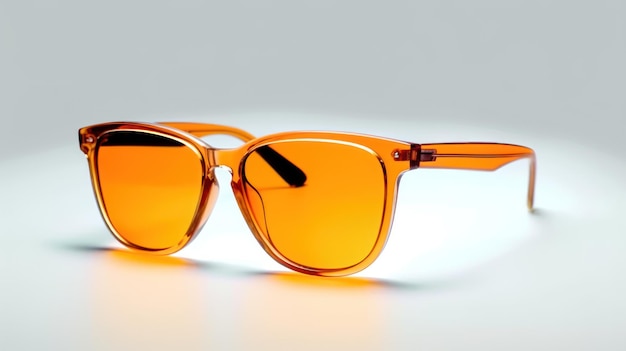 A pair of orange sunglasses with orange lenses