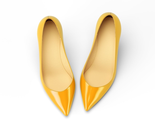 A pair of orange women's shoes top view 3D rendering illustration