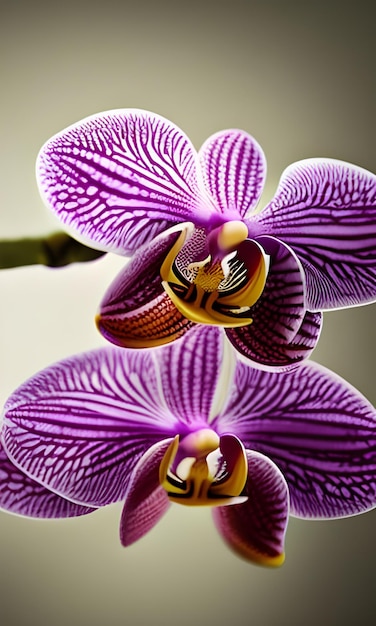 A pair of orchids are shown with the word orchid on the bottom.