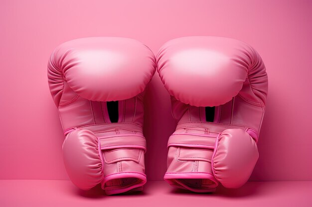 Photo a pair of pink boxing gloves against a pink background