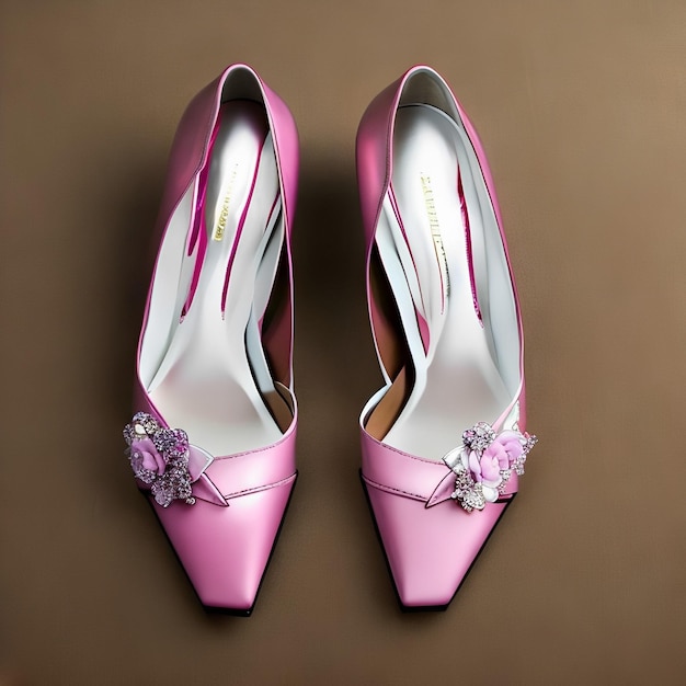 Пара розовых туфель со словом emporio спереди.