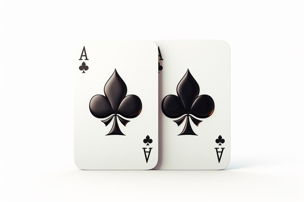 Pair of playing cards on a white background 3D rendering