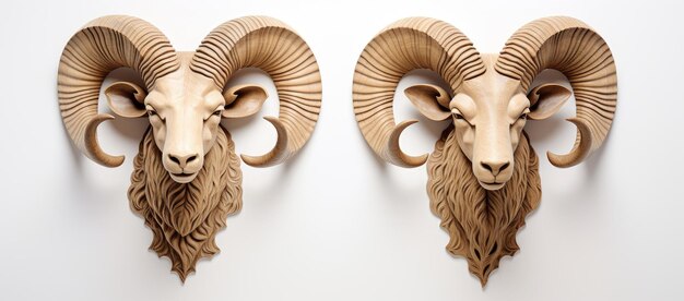 Pair of rams heads mounted on wall