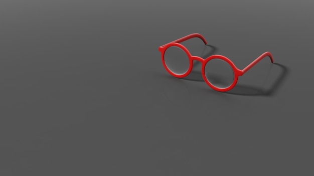 Pair of red roundlens eyeglasses isolated on black background