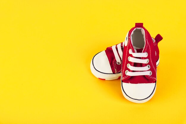 A pair of red sneakers