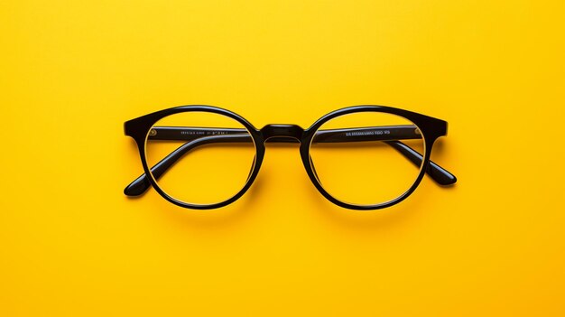 A pair of round sunglasses on a yellow background generated by ai