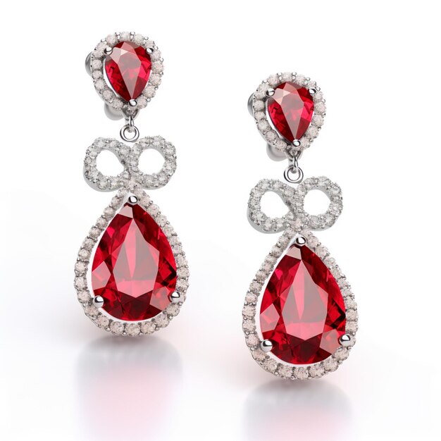 Pair of ruby diamond earrings AI Generative