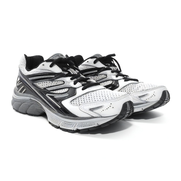 Pair of running shoes on white background