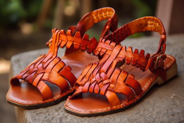 A pair of sandals on a rock