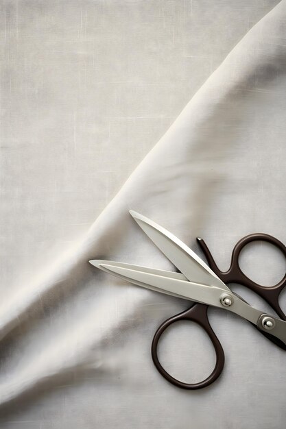 Photo a pair of scissors sitting on top of a white cloth generative ai