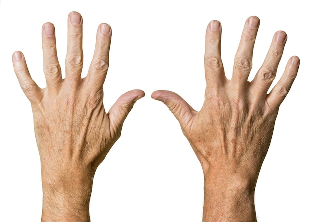 Photo pair of senior caucasian hands