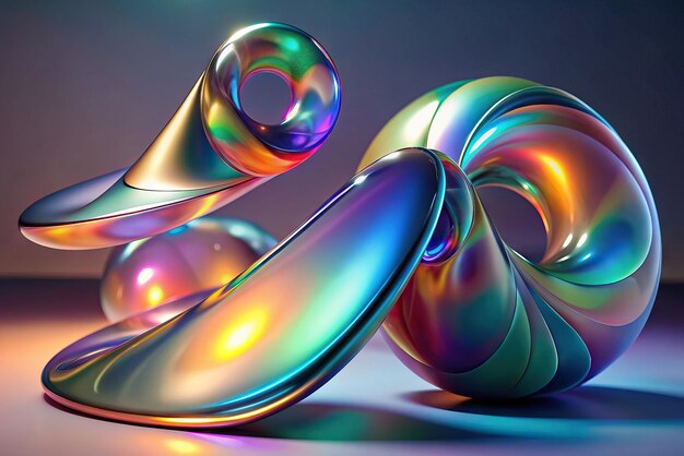 Photo a pair of shiny shiny glass balls with the colors of rainbow