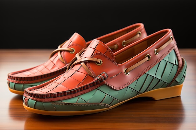 Pair of Shoe mocassin luxury boat sailboat style illustration generative ai